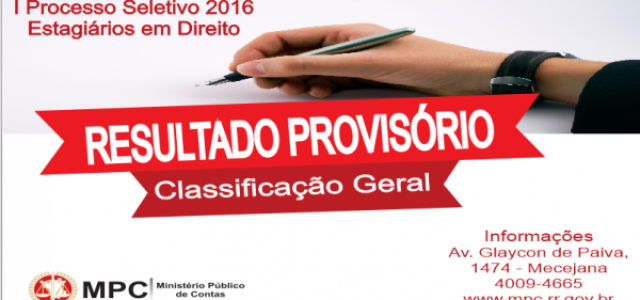Resultado Provis&oacute;rio - Est&aacute;gio 